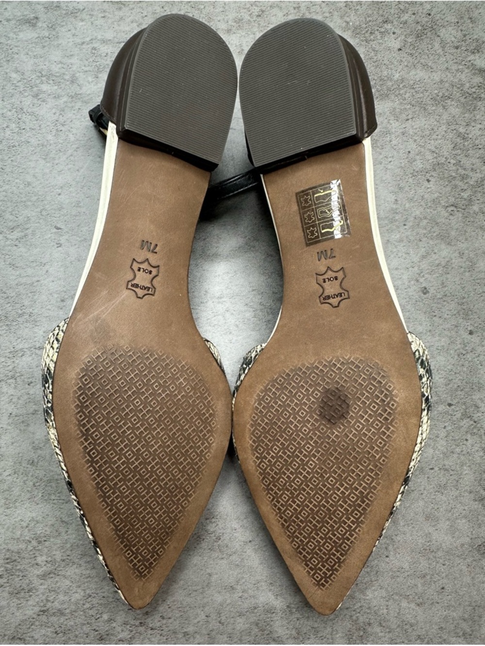 Tory Burch Snake Print Leather D’Orsay Flats Ankle Strap Size 7 - Picture 4 of 6